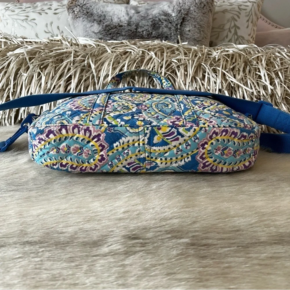 Vintage VERA BRADLEY Capri Blue 2007 Business Bag Tech Laptop Tote Shoulder Y2K